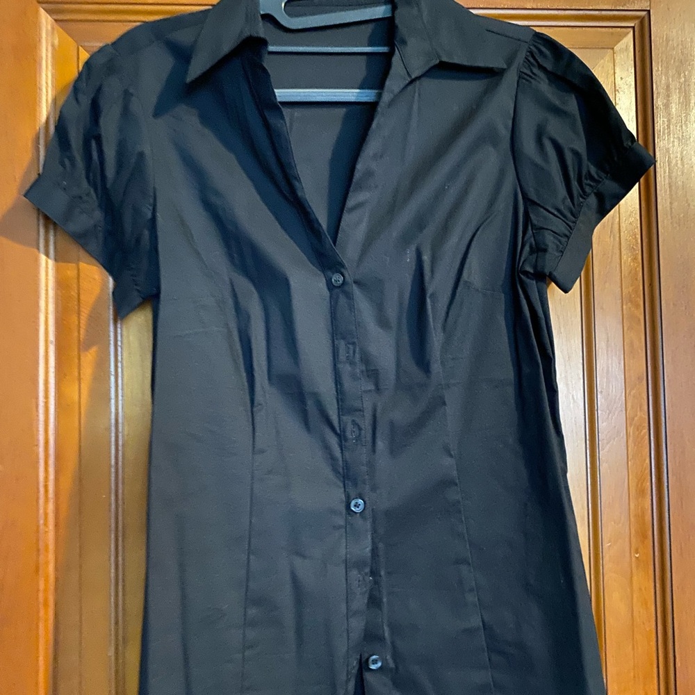 The Limited Essential Shirt, button down, short sleeve, black, size medium